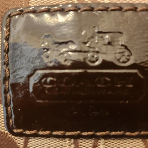 Coach 12369 Bleecker Khaki Jacquard Sig C with Brown Leather Trim Tote Bag Purse - Picture 3 of 7